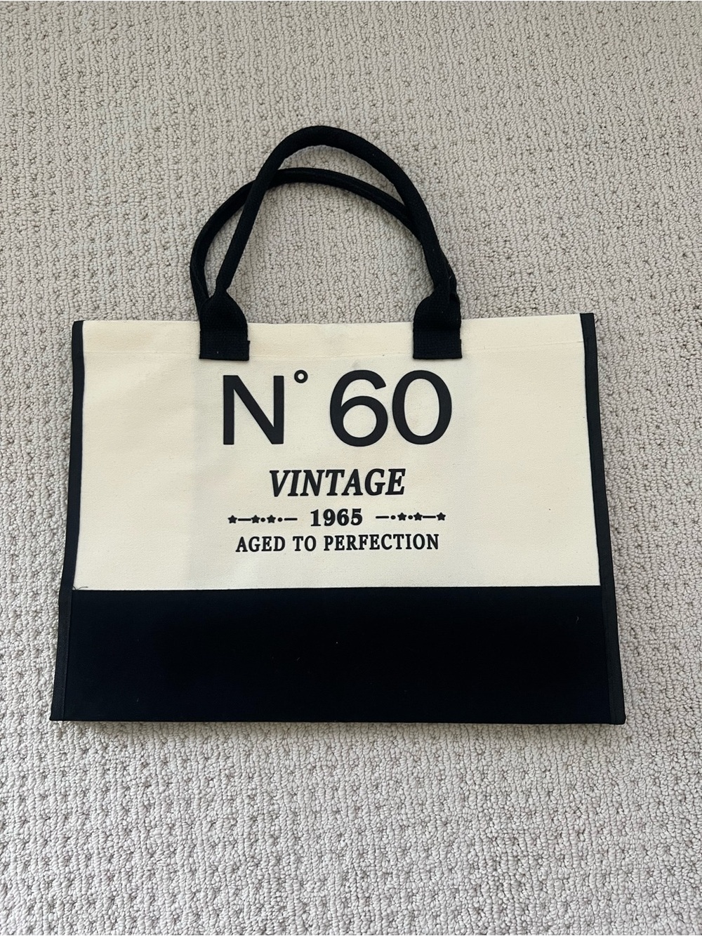 N°60 Canvas Tote Bag in Cream and Black